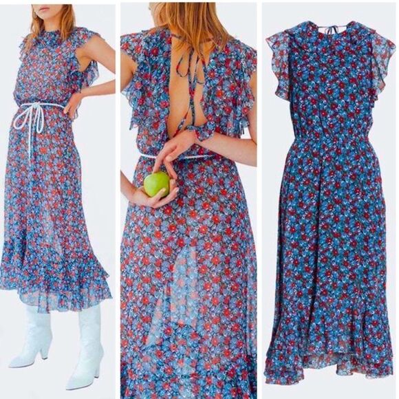 Gorgeous Boho Ruffle Vintage Floral Print Dress - Picture 1 of 12